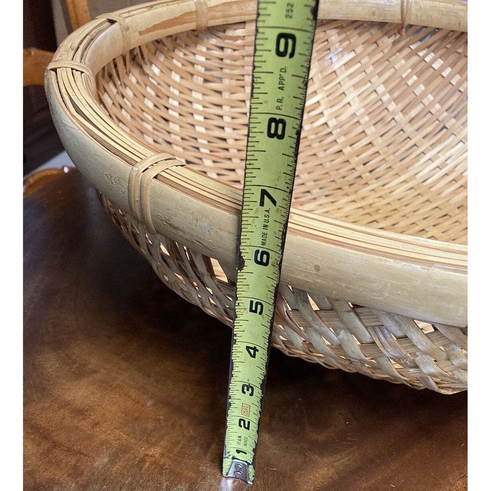 Beautiful Large Sieve Woven Split Bamboo Basket Tray Southeastern ASIA - Picture 3 of 16